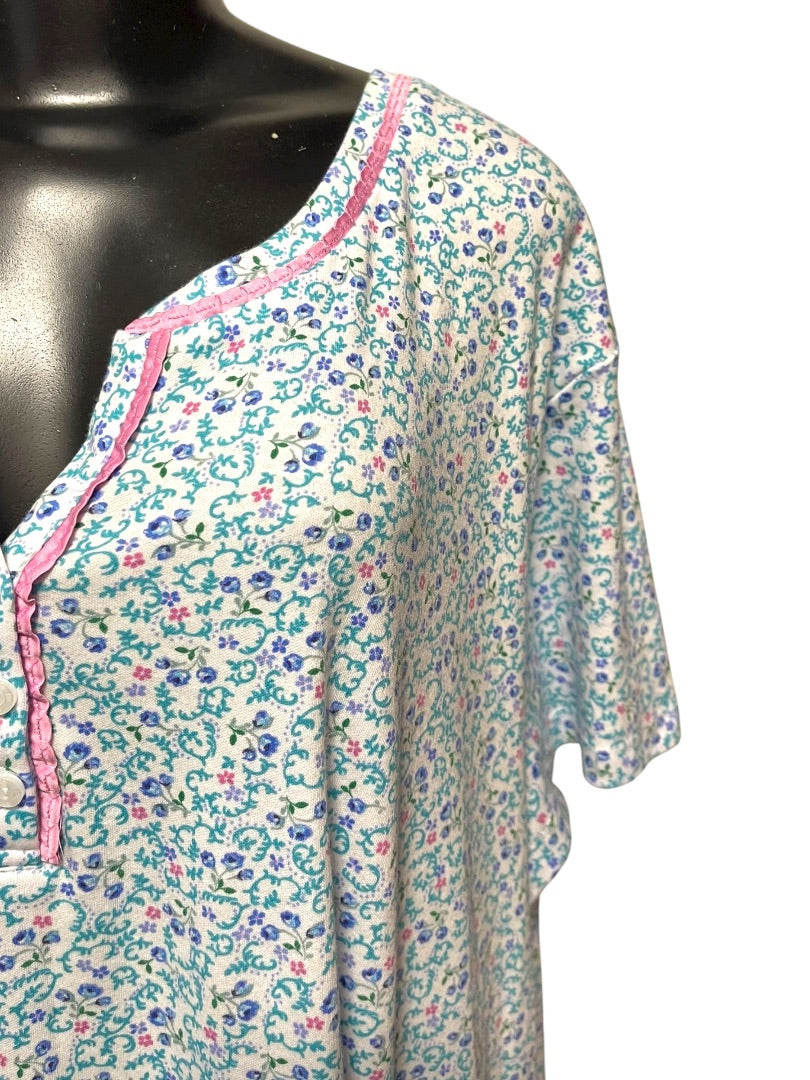 3X Karen Neuburger Floral Short Sleeve Nightgown