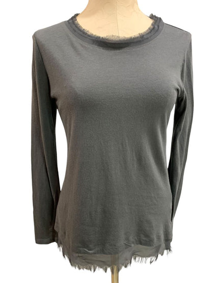 Size Medium LOGO Lori Goldstein Womens Gray Knit Shirt Long Sleeve