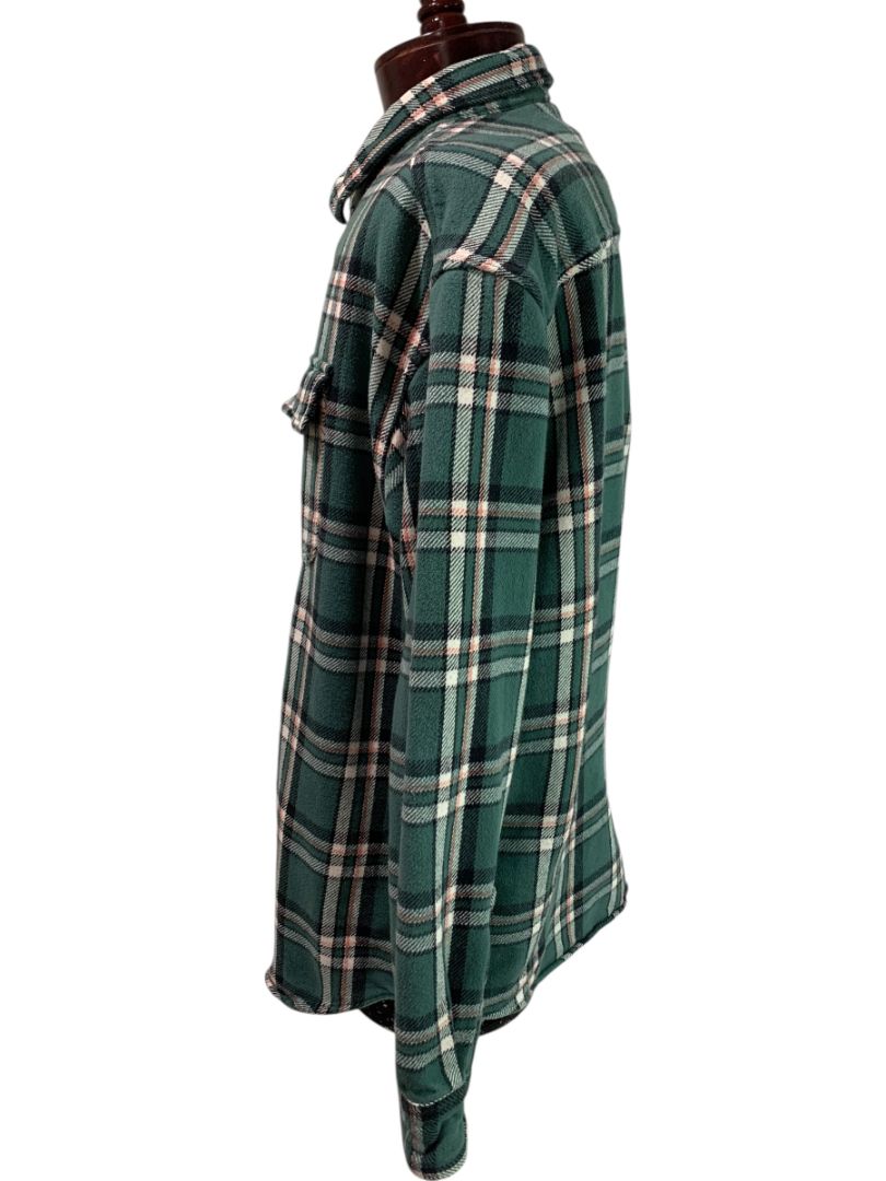XL American Eagle Mens Button Up Heavy Weight Flannel Green Plaid