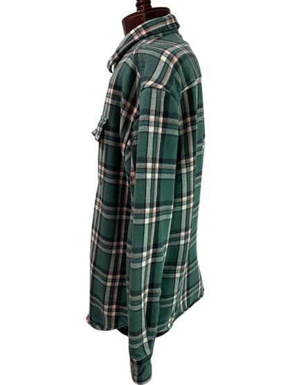 XL American Eagle Mens Button Up Heavy Weight Flannel Green Plaid