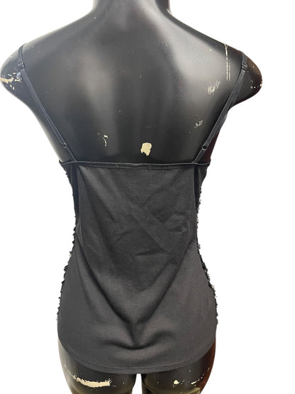 Medium Ambiance Womens Sequin Adjustable Strap Cami Black Silver