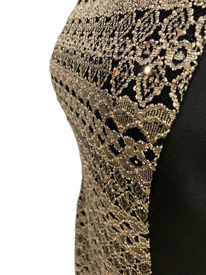 Size 8 R&M Richards Sheath Dress New Black Gold Embellished Style 9947