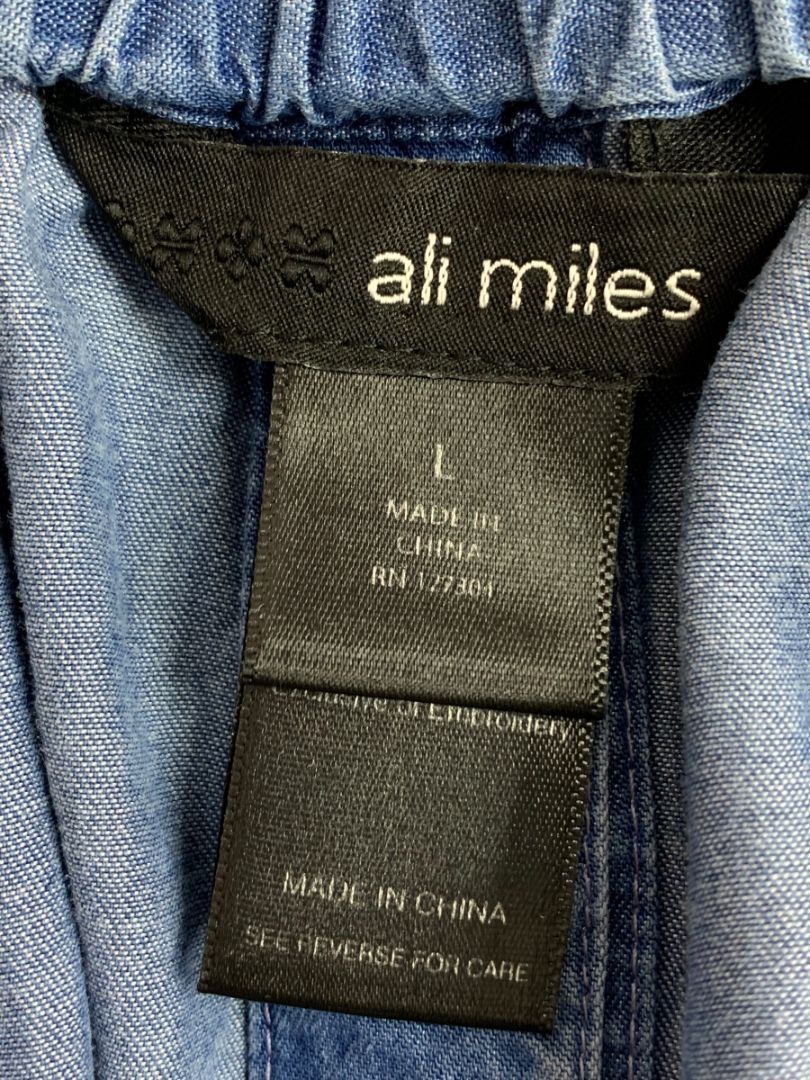 Size Large Ali Miles Womens Boho Shirt Embroidered Soft Off Shoulder