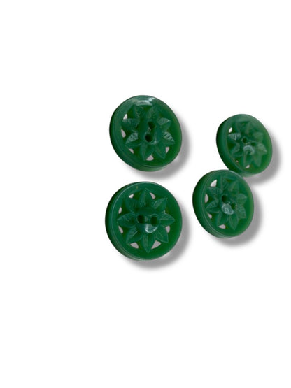 Lot of 4 Green Midcentury Buttons Acrylic Sun Design .8" (20mm)