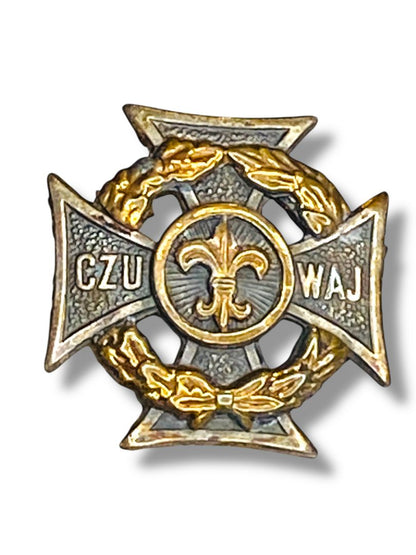 1950s Polish Boy Scout Screw Back Pin Badge CZU WAJ 1"