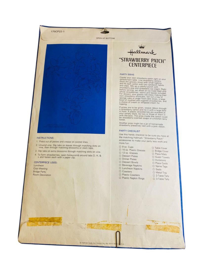 Vintage Hallmark Strawberry Patch Centerpiece 30 Inches Honeycomb