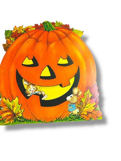 Vintage Halloween Diecut Decoration Mice Jack O Lantern 15"