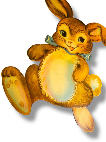 Vintage Bunny Rabbit Diecut 16" Blue Tie Cute Retro Easter