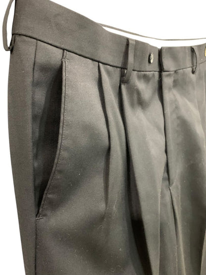 37R Paul Frederick Black Pleated Dress Pants Mens Wool Stretch Hemmed New