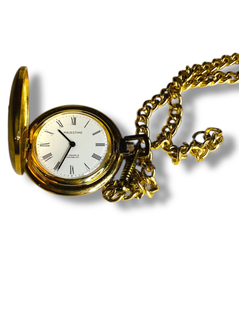 Vintage Majestime Mechanical Pocket Watch 17 Jewel 42mm Incabloc