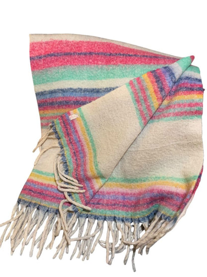 Free People Skye Stripe Fringe Throw Blanket 60" x 51" Soft Boho