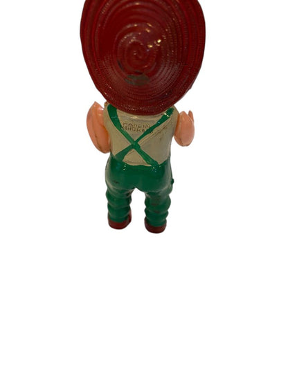 1950s Celluloid Farm Boy Doll Sleep Wake Eyes 4" Green Overalls