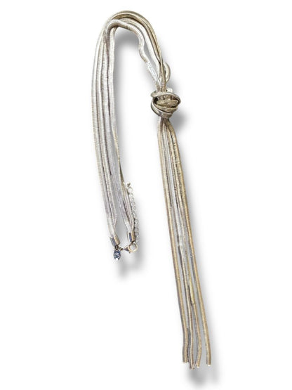 New Silvertone Snake Chain Adjustable Necklace Shiny 20" Drop