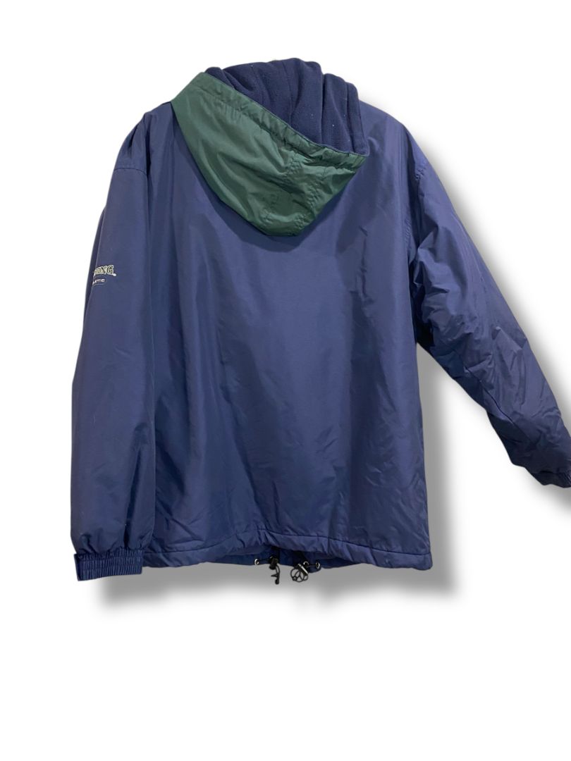 Size Large Spalding Athletic Mens Navy Blue Green Hooded Coat Full Zip