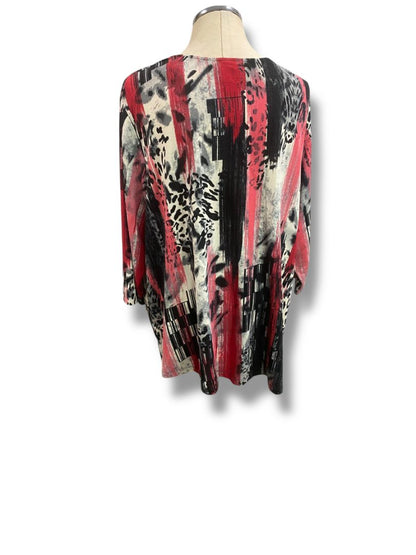 Size 3X CJ Banks Womens Lightweight Tunic Sweater Embellished Red Black