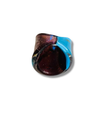 Size 8 All Glass Ring Multicolor Artisan Jewelry Pink Blue