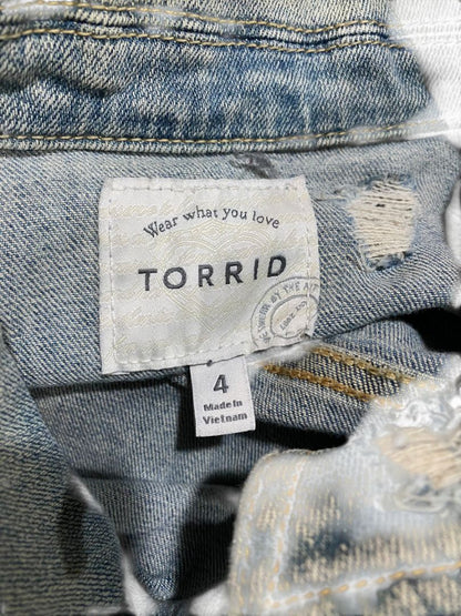 Size 4X Torrid Womens Distressed Jean Jacket Light Wash Denim