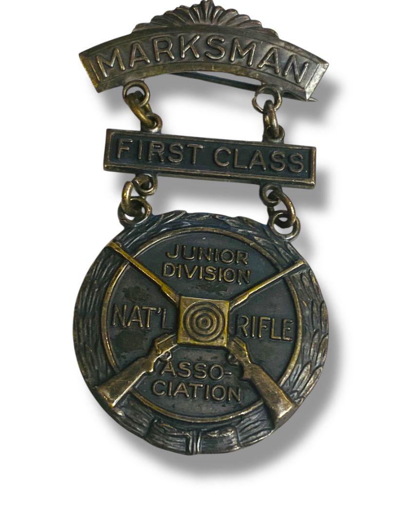 Vintage NRA Marksman First Class Junior Division Badge Pin Medal 2.4" Blackinton