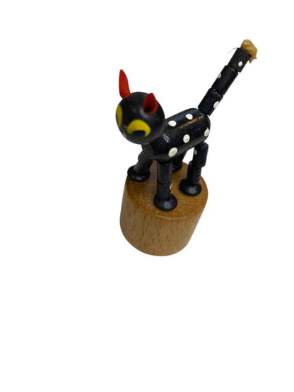 Vintage Siltoys 3" Collapsible Thumb Push Toy Black Cat Italy