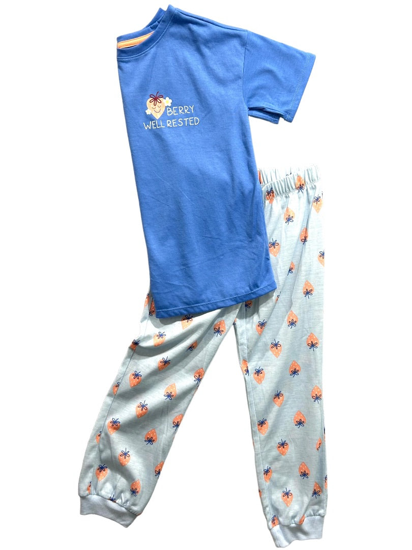 Medium Cat & Jack Girls Pajama Set PJs Pants Tshirt "Berry Well Rested"