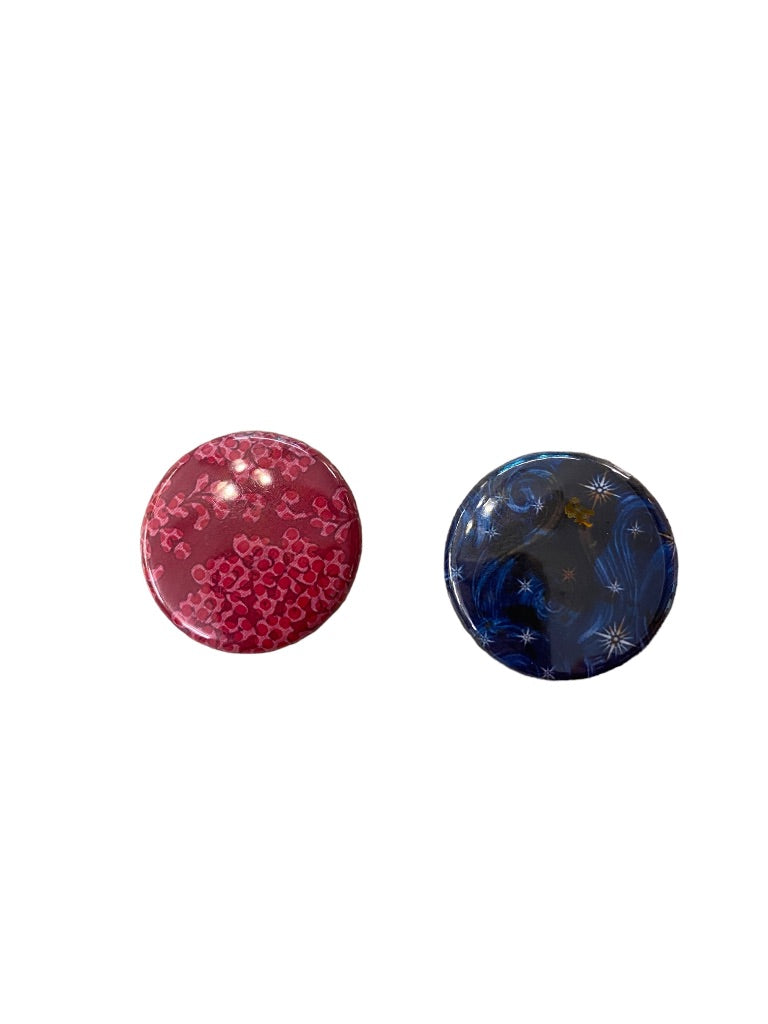 Magnabilities Set of 2 Classic Inserts Insets 1"  Pink Lace Galaxy Blue Design Magnetic Jewelry