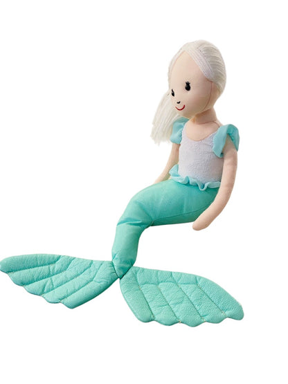 Jellycat Green Shellebelle Maddie Mermaid Plush Stuffed Doll Toy 15" White Hair