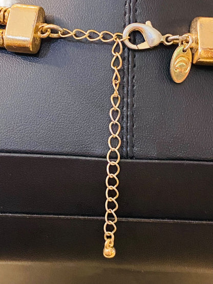 Charming Charlie Goldtone Statement Necklace 17-21" Dual Snake Chain