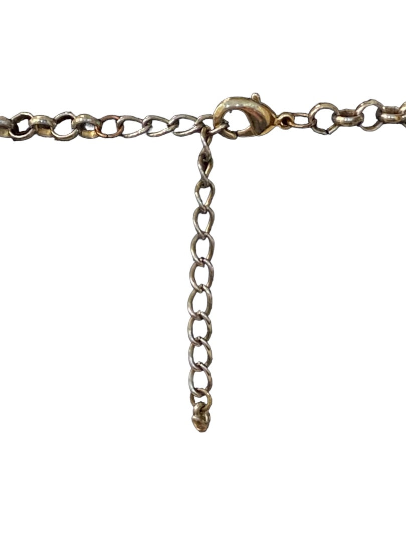 Statement Necklace Teal Coral Goldtone Funky Lays Flat Faceted Acrylic Beads