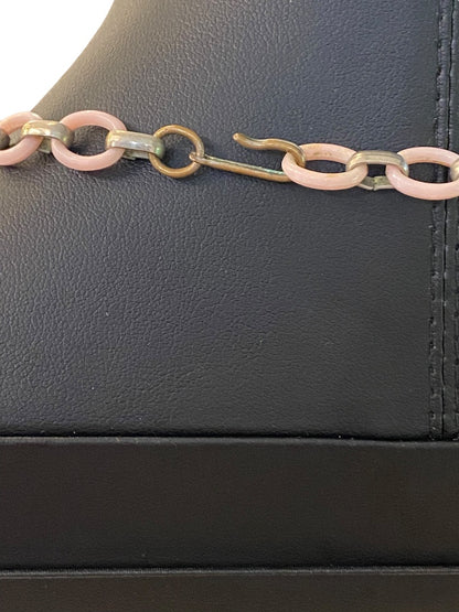 Vintage 13-15" Necklace Hook Closure Pink Plastic Leaf Silvertone