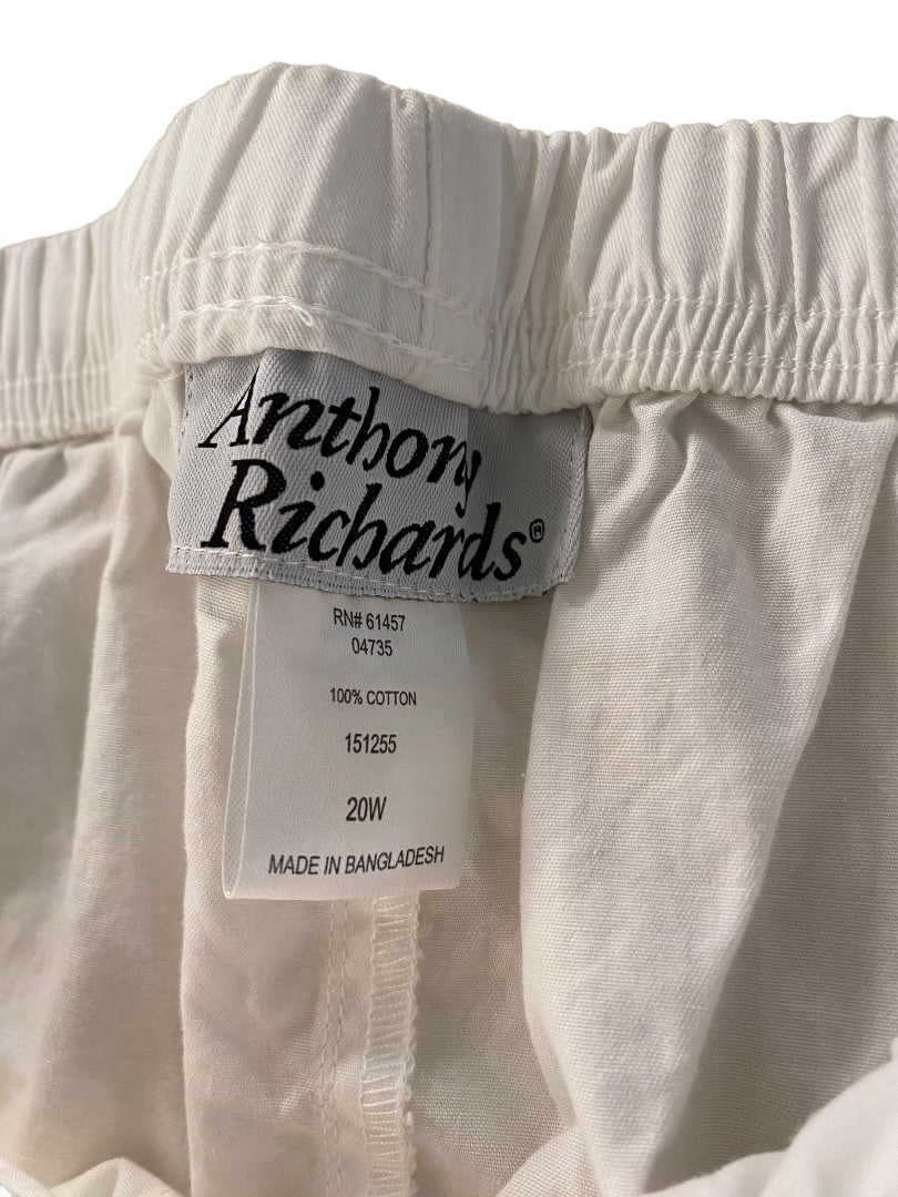 20W Anthony Ricards Womens White Plus Size Capri Pull On Pants Lattice Calf