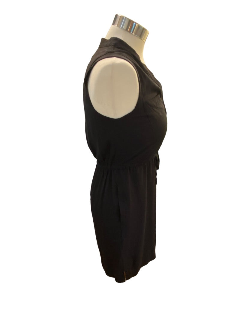 XS LOFT Black Lightweight Summer Dress V-Neck Sleeveless Rayon Black Pockets