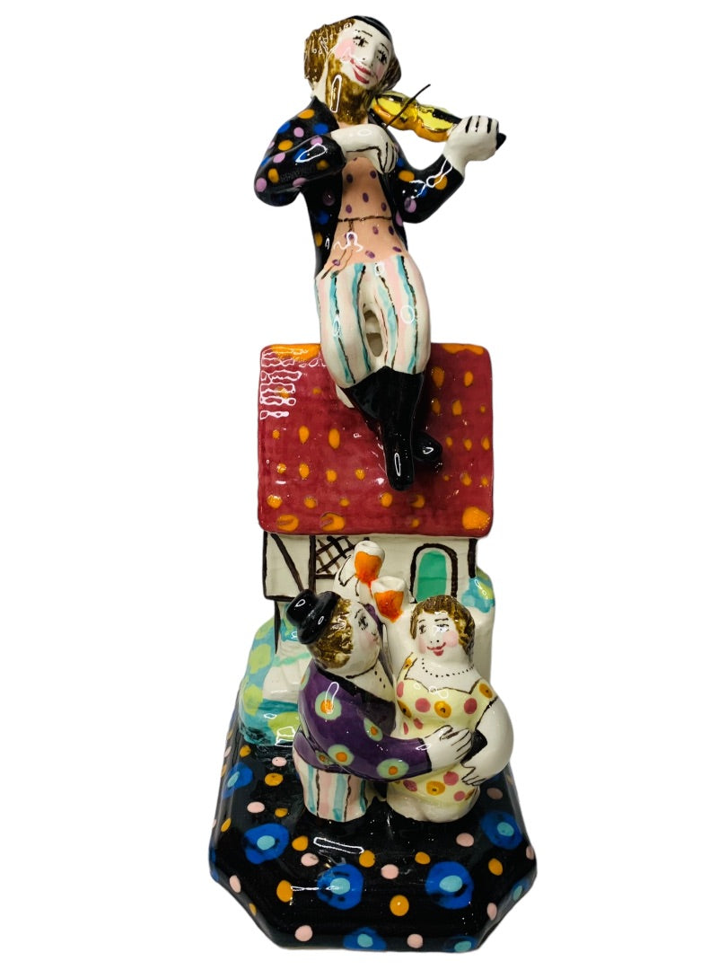 Noi Volkov Menorah Fiddler on the Roof Wedding Couple Signed Ceramic Bank