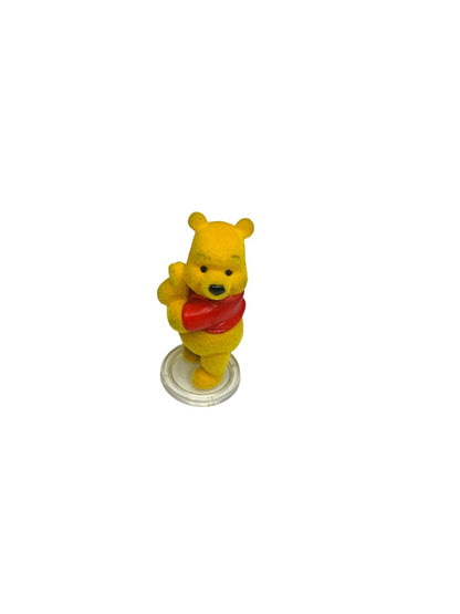 Disney Microworld Winnie the Pooh Flocked Figurine on Clear Base D033 2.1"h