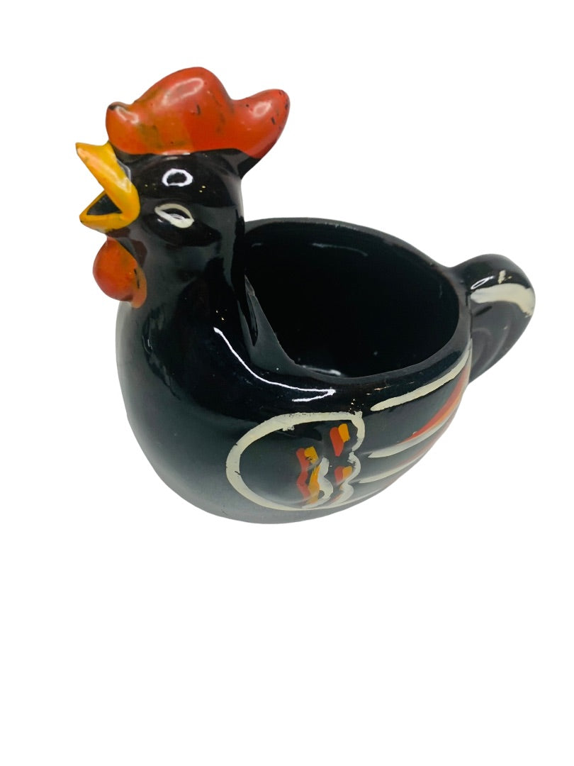 MidCentury Empress Japan Redware Rooster Creamer Sugar Set Black Pottery