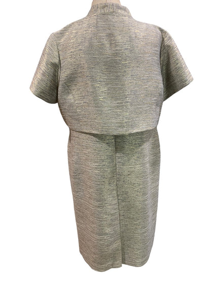 Size 18W Jones New York Sheath Dress and Jacket Gold and Gray Metallic Lined