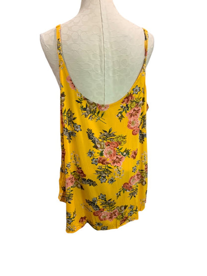 3X Torrid Womens Plus Size Yellow Cami Tank Floral Stretch Rayon Adjustable Straps