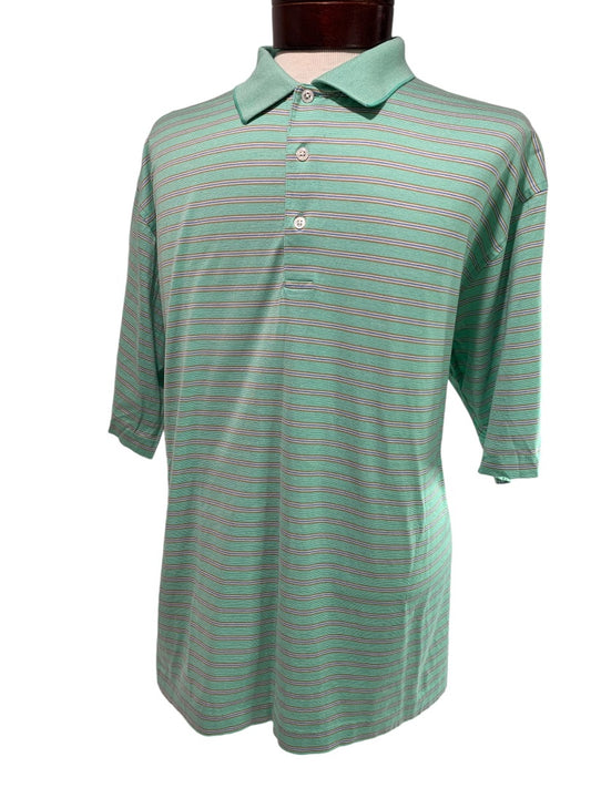 XL House of Carrington Mens Polo Golf Shirt Rivercrest Embroidered Green Short Sleeve Stripe