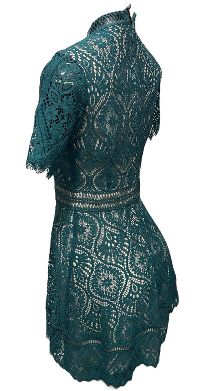 Size 0 BB Dakota New Dress Evergreen Lace Overlay A-Line