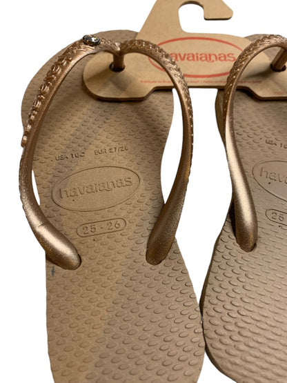 10c Havaianas Little Kids New Flip Flop Sandals Copper Rhinestone