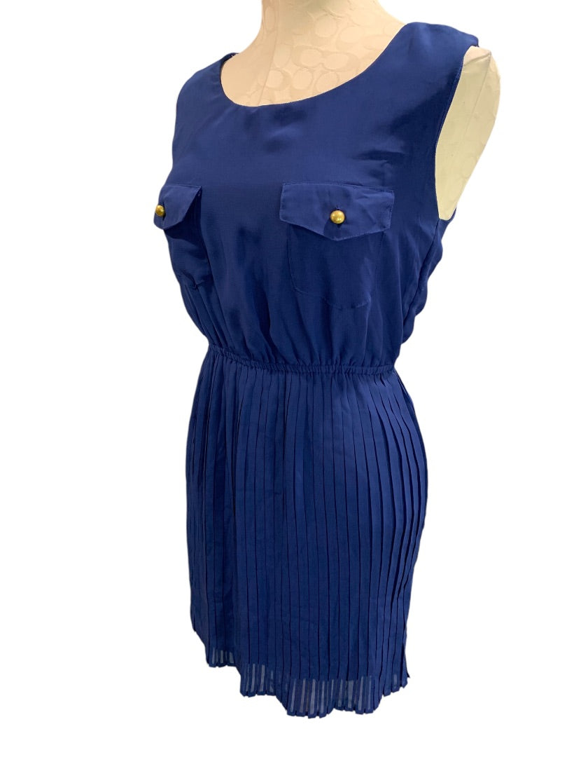 Small Be Bop Blue Dress Pullover Sleeveless Pleated Skirt Sheer Junior