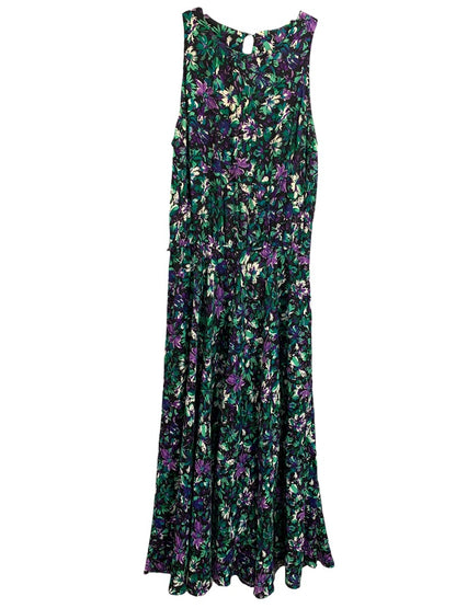 Medium E.D. Michaels Floral Maxi Dress 1980s Vintage Pockets