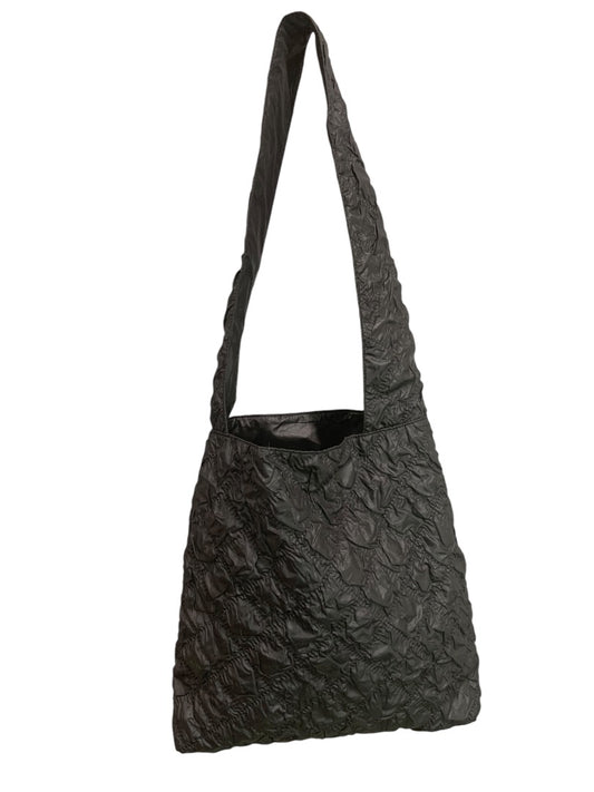 Black Quilted Look Nylon Shoulder Bag Sling Tote