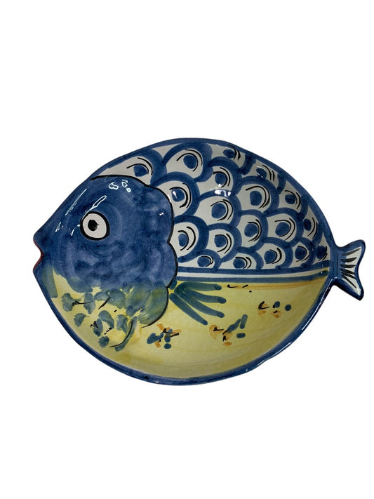 Vietri Fish Fish Blue 10 Inch Oval Dish Italy Pottery D 1990s