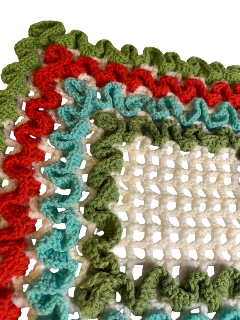Vintage 1970s Handmade Crocheted Doily 14 Inches Square