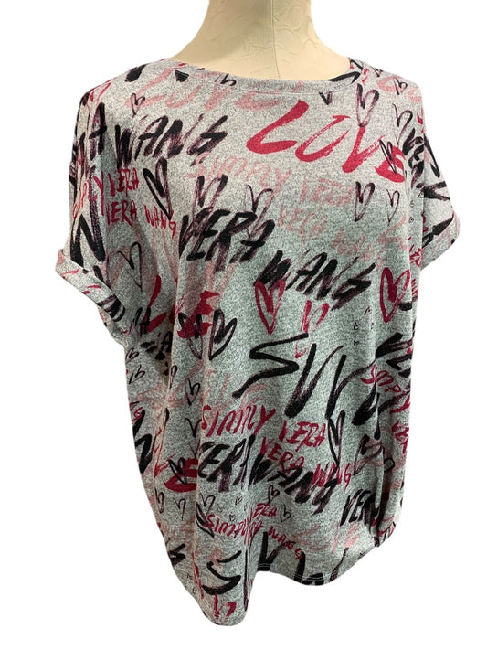 XL Simply Vera Wang Lightweight Sweater Knit Shirt Graffiti Heart