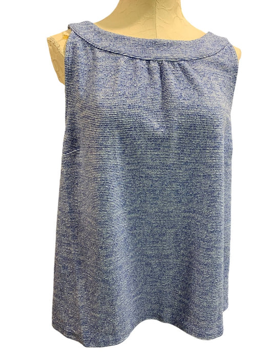 XL Talbots Womens Blue White Knit Sleeveless Shirt Tank