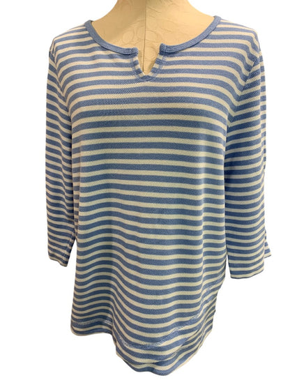 XL T by Talbots Womens Striped Cornflower Blue White Pullover Casual Sweater