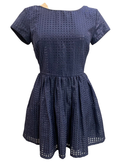 Small Forever 21 Navy Blue Fit and Flare Dress Checked Adorable