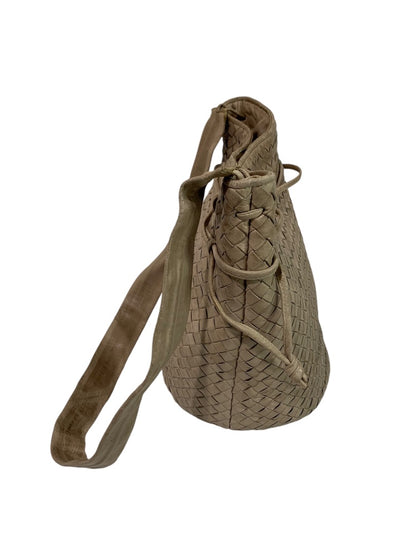 Madras Made in Italy Woven Leather Soft Bucket Bag Purse