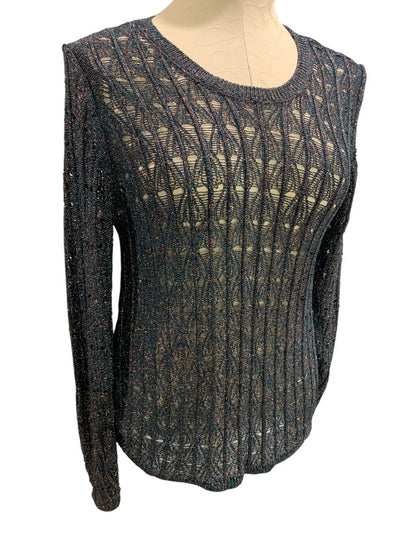 Medium Pilcro Anthropologie Womens Loose Weave Sweater Copper Evergreen